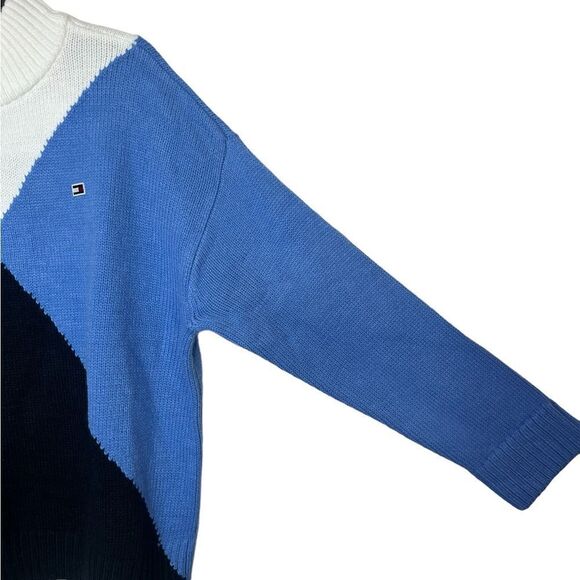 Tommy Hilfiger Ivory/Green/Blue Multi Diamond Argyle Print Mock Neck Sweater XL - Picture 7 of 11
